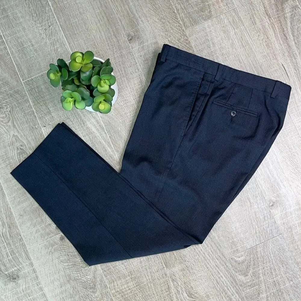 TED BAKER 100% Wool Charcoal Gray Flat Front Dress Slacks Jefferson Pants